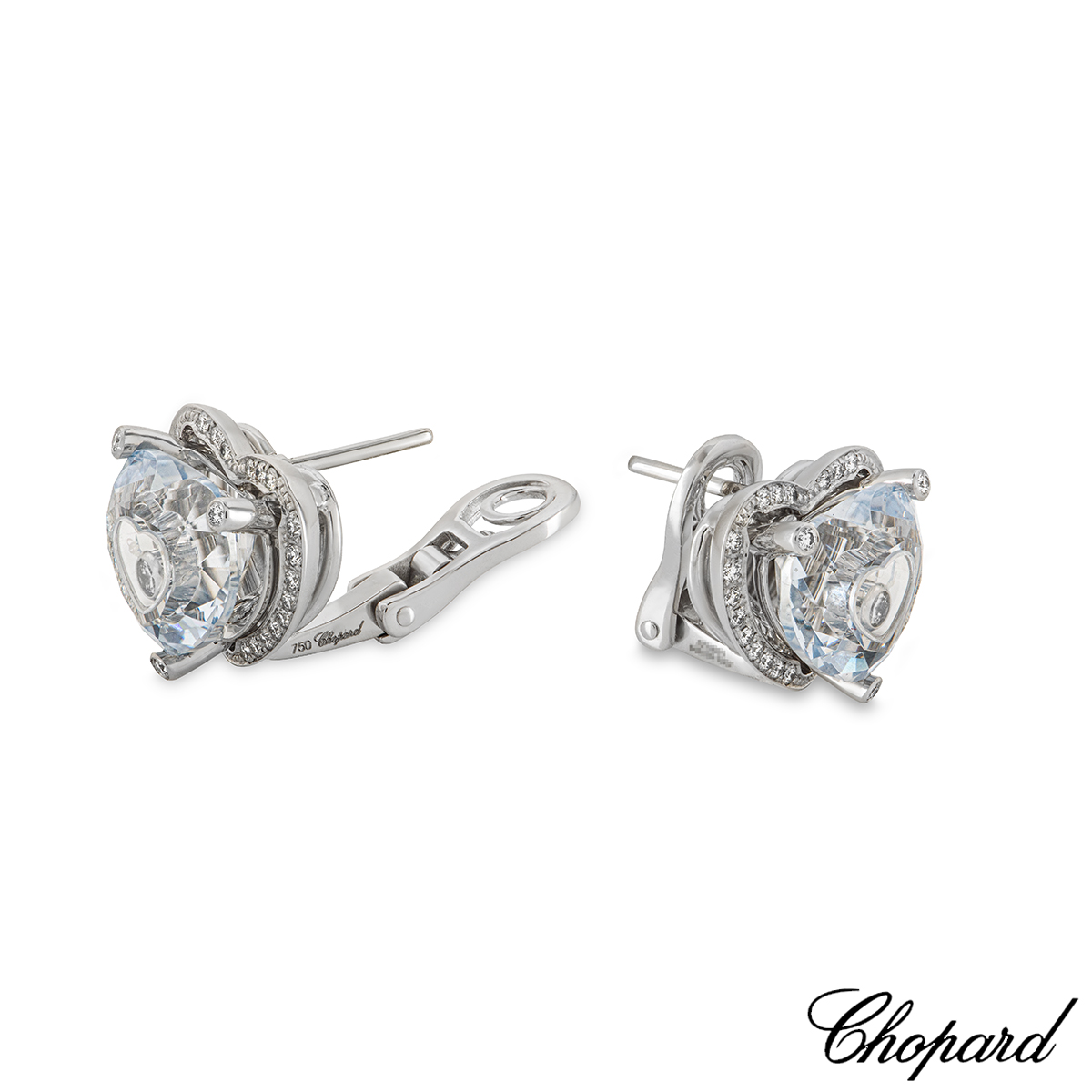 Chopard White Gold So Happy Blue Stone & Diamond Earrings 84/6122-1007